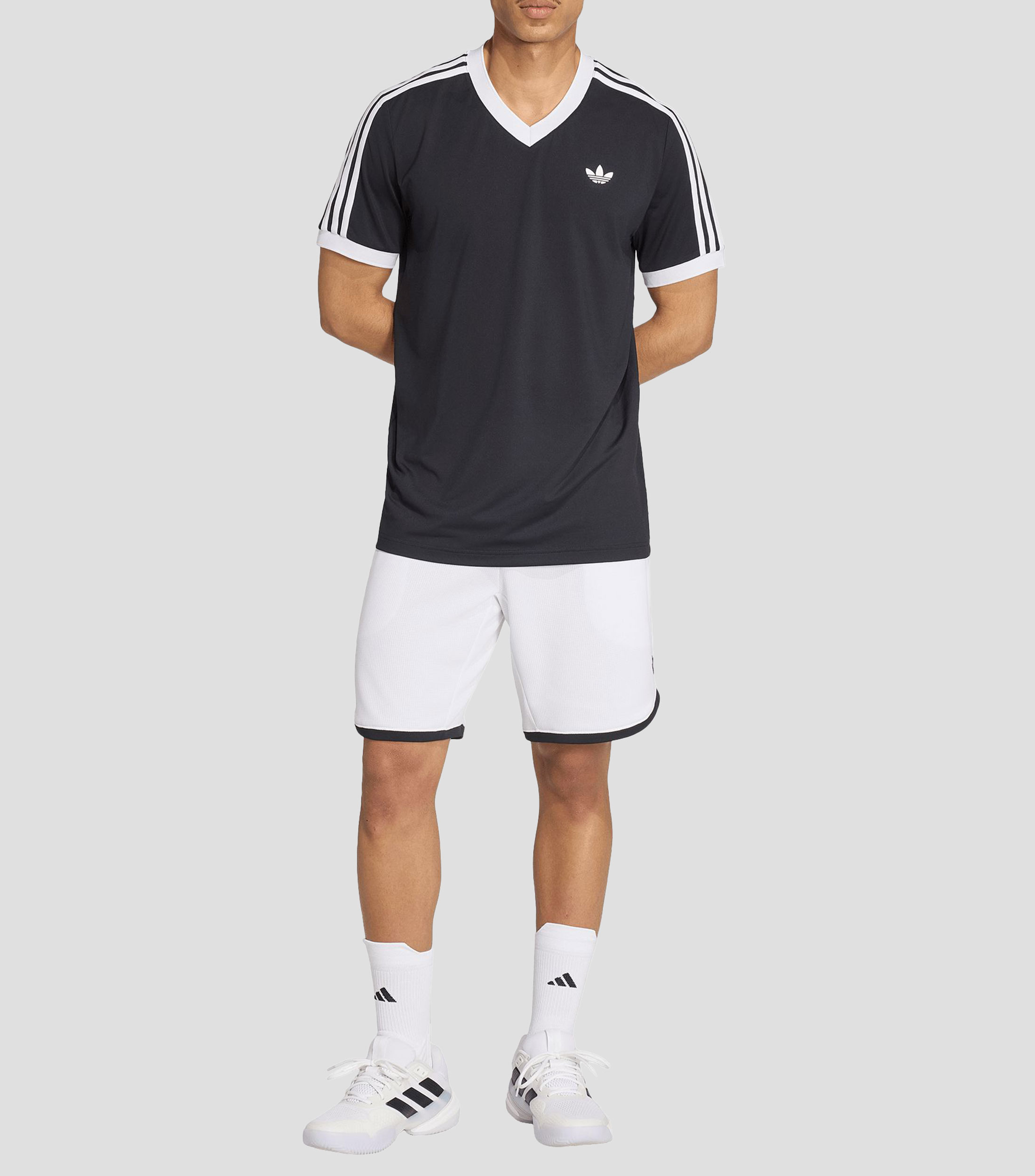 Playera para tennis cuello V manga corta lisa Hombre